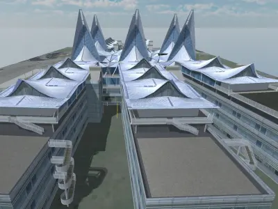 Antwerp Law Courts low-poly 3d model Low-poly 3D model