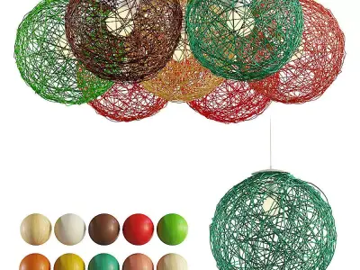 Aliexpress Hemp ball hanging lamp set 3D model