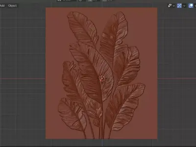 Modern Tropical Relief Panel Wall Decor Set STL Mural CNC 355 3D model