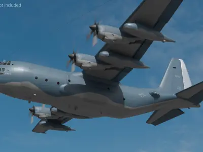  MC 130E Military Cargo Transport Aircraft Rigged for Maya 