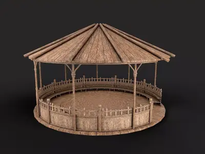 Circular Wooden Platform Arena Low Poly PBR Low-poly 3D model