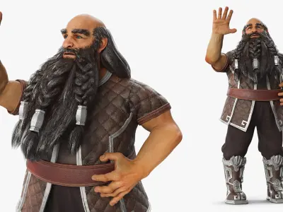 Game Dwarf Character Rigged for Cinema 4D 