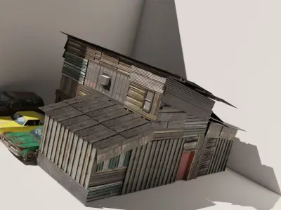Shanty Garage for Scenes and Games Low-poly 3D model