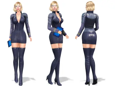 Sci-fi Officer Scientist Secretary Outfit Low-poly 3D model