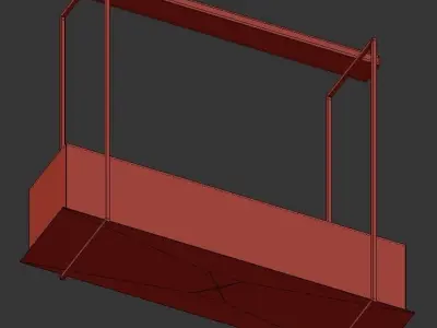 tippett rectangular light fixture with frame and glass 3D model