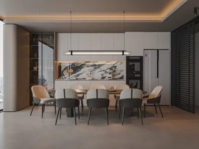 Modern Elegance Living and Dining room Sketchup 3D Model  3D model