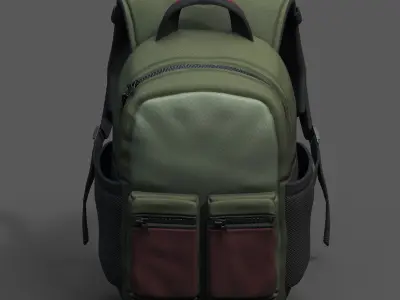 Backpack Camping Generic human bag baggage pockets  Low-poly 3D model