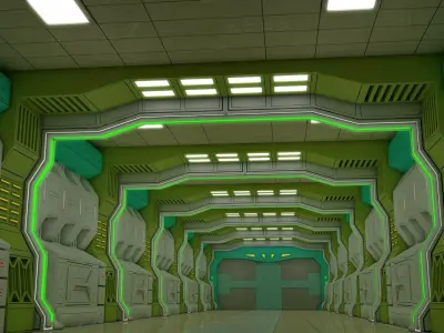 Sci Fi Corridor  3D model 13
