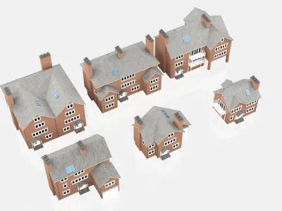 British House Design Collection - 6 Pieces 3D Model Pack