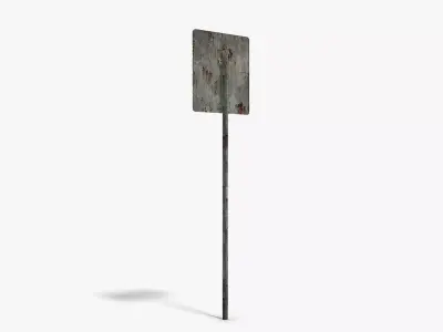Damaged No Exit Sign Low-poly 3D model