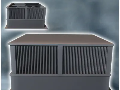 Modern industrial garage with large door and sheet metal walls 8 3D print model