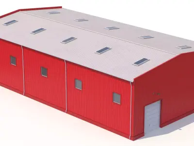 Red Industrial Building 41 PBR Low-poly 3D model