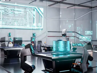 SciFi Office 16 Assets Low-poly 3D model