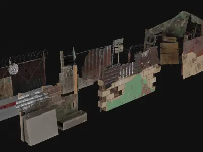 barricades camouflage tent Free low-poly 3D model