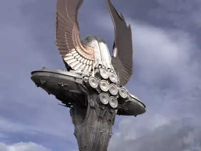 Floating Angel monolith Sci-Fi Base 3D model