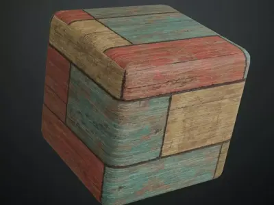 Weathered Multi-Color Wood Block Panels PBR Seamless Texture