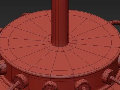 Wide Aged Brass Pendant Light 3D model