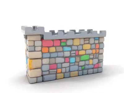 Colorful Castle Wall model pack Low-poly 3D model