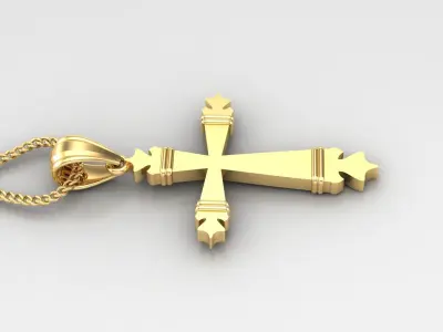 Light Gold 18K Cross Pendant 2CP083 3D print model