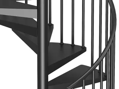 Black Narrow Spiral Stairs 3D model