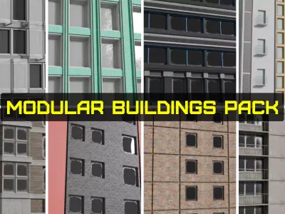 Facade Forge  Seamless PBR Building Pack Low-poly 3D model