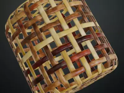 Open-Weave Multicolored Bamboo Wicker PBR Texture