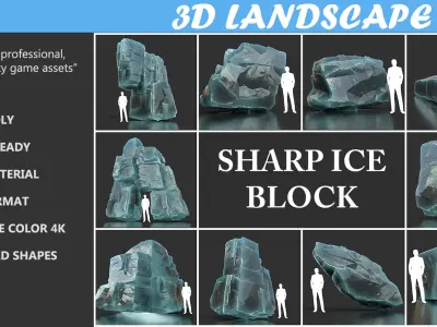 Low poly Ice Block 190302 Low-poly 3D model