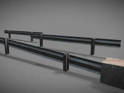Crashbarrier low poly modular Low-poly 3D model