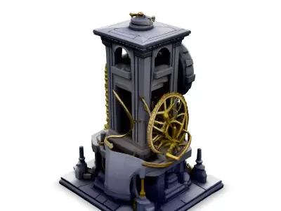 Steampunk Clock Tower 3D Model Low-poly 3D model