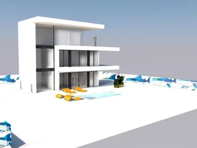 NewHome modern house with swimming pool 3D model