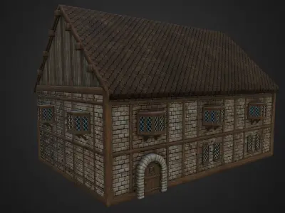 Medieval house Low-poly 3D model