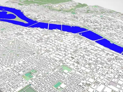 Cityscape Portland Oregon USA 3D print model