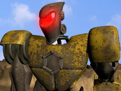 Sand Marauder Robot Character Rigged Low-poly 3D model