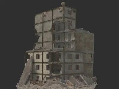 destroyed building Low-poly 3D model