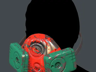 Gas mask helmet 3d model scifi Low-poly  Low-poly 3D model 491