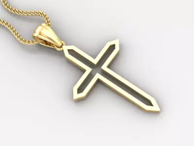 High Cross Pendant Light Gold 18K 4CP048 3D print model