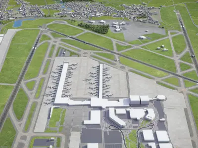 Brussels - Airport - BRU Low-poly 3D model