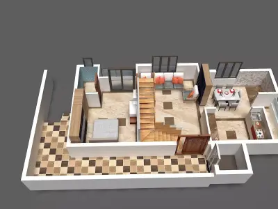 3d plans floor plan of two bedroom apartment 3D model
