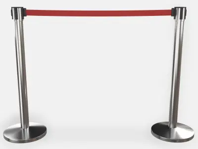 Stanchion with Red Retractable Belt 3D model