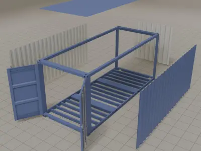 20ft Shipping Container clean dirty color variation Low-poly 3D model