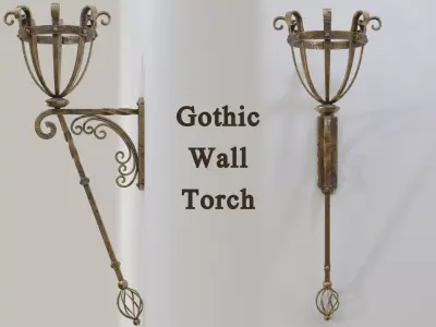 Gothic Wall Torch 01 - Game Ready Free low-poly 3D model