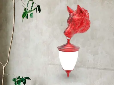 Wolf Head Wall Lamp 3D print model