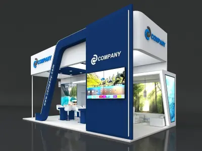 Exhibition Stand Booth Stall 10x5m Height 500cm 3 Side Open 3D model