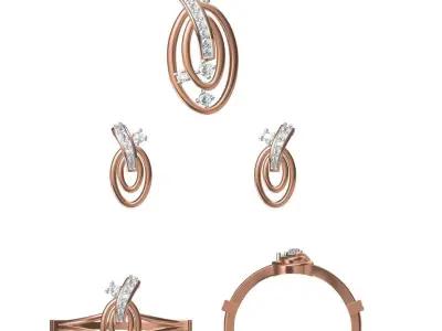 Light wt Ring Earrings Pendant set stl jcd 1-render details 3D print model 36