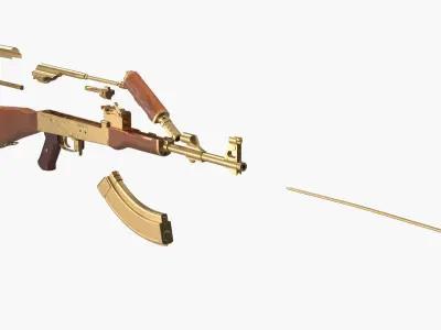  Assembling an AK 47 Gold Rigged Animated for Cinema 4D 