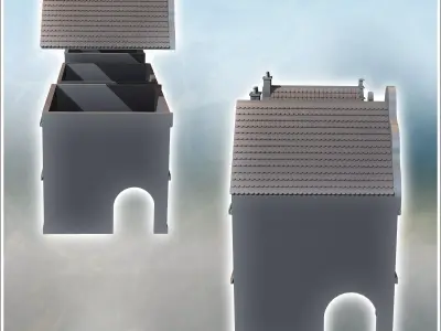 Set of three Flemish Baroque-style buildings with stories and co 3D print model
