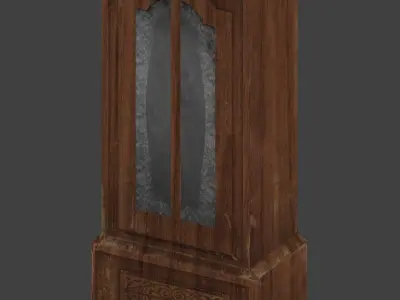 WoodenCupboard wooden cabinet with glass doors Free low-poly 3D model