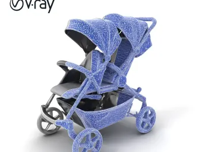 Twin Stroller Dual Seats Ergonomic Design model pack Low-poly 3D model