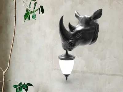 Rhinoceros Wall Lamp 3D print model