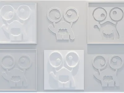 Wall Design Cute Monster Vector 3D model